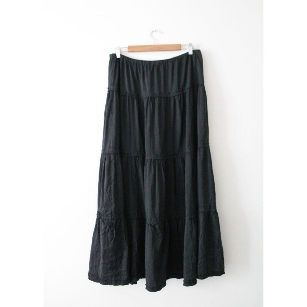 CP Shades Tiered Silk Maxi Skirt Black / Size XL